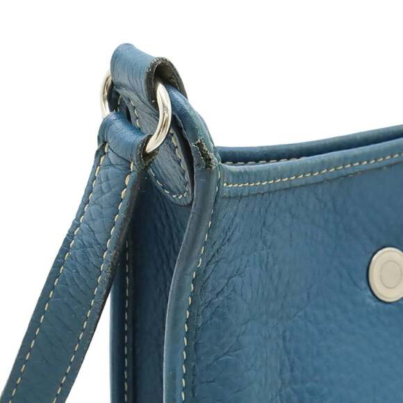 HERMES Vespa TPM Shoulder Bag Pochette in Togo Leather, Blue, G Stamp - Picture 5 of 10